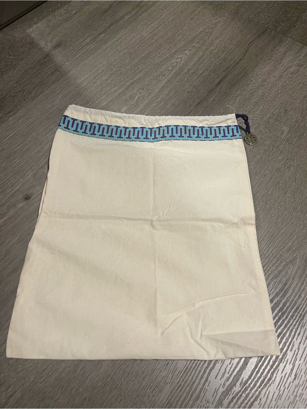 Tory Burch Cream Dust Bag with Blue Geometric